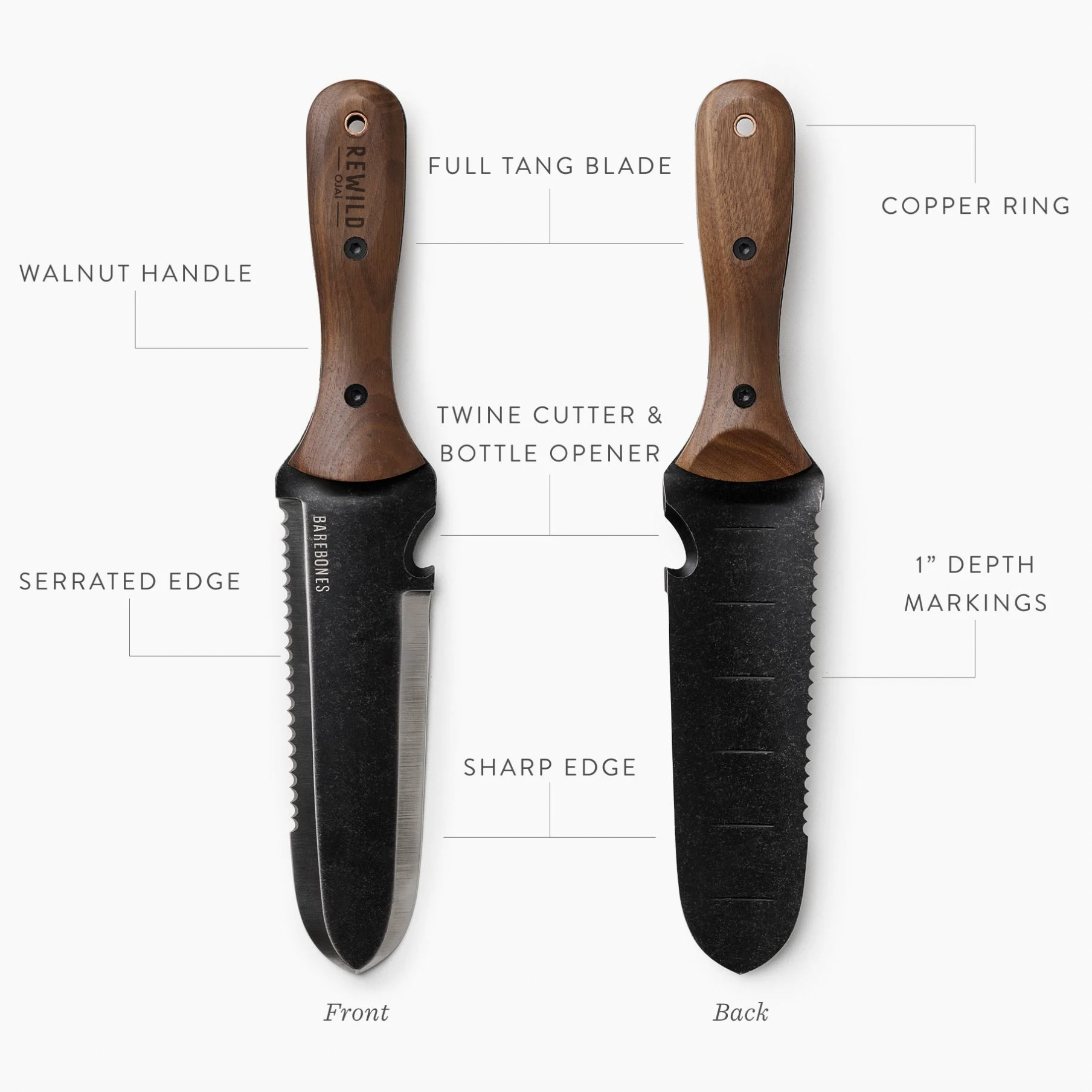 Barebones Hori Hori Garden Knife and Sheath - Thumbnail 5
